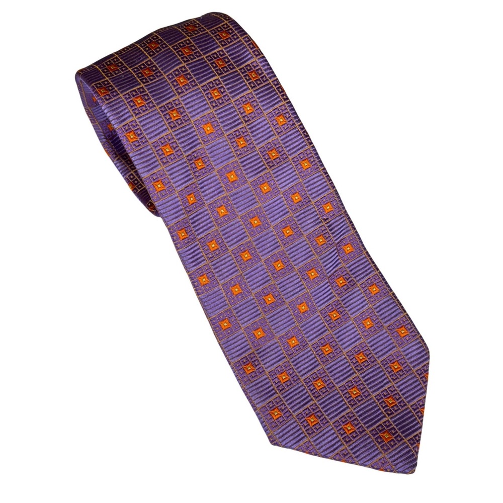 Holland and Sherry Mens Neck‎ Tie Purple All Silk Geometric Professional